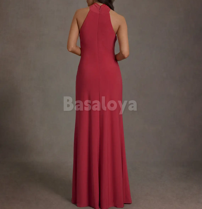 SP0278 Graceful Red Strapless Sheath Long Prom Party Dress with Scarf