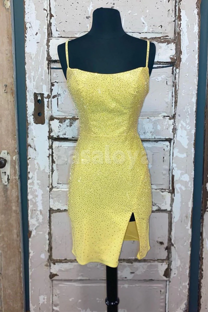 HM0146 Sparkly Beaded Sky Blue Bodycon Short Homecoming Gowns