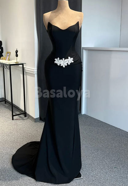 ED0093 Elegant Red 3D Beaded Floral Sweetheart Bodycon Evening Party Gown
