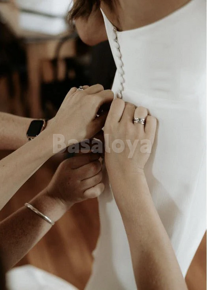 WD0077 Graceful White Strapless Bodycon Wedding Dress with Train Bridal Gown