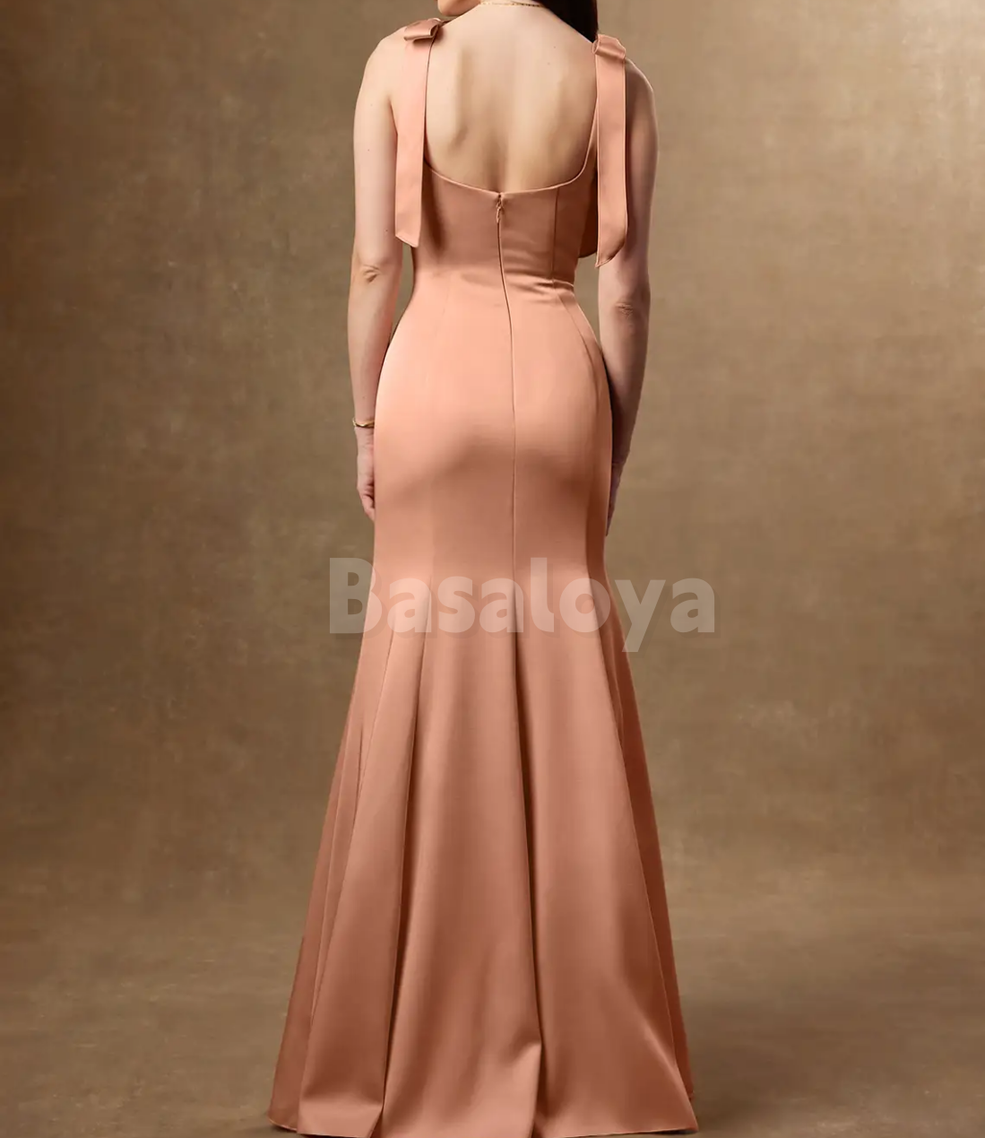 SP0274 Classic Pink Sweetheart Mermaid Side Slit Satin Prom Dress with Bows