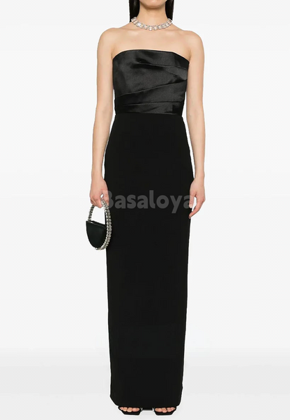 SP0083 Simple Red Strapless Straight Long Prom Dress Formal Gown