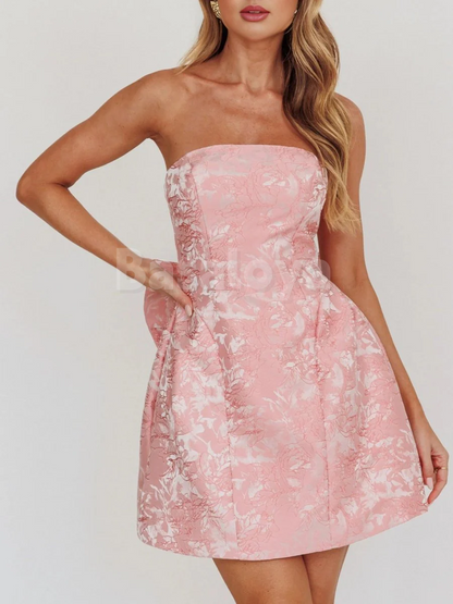 HM0002 Cute Pink Strapless A Line Homecoming Dress With Bowknot