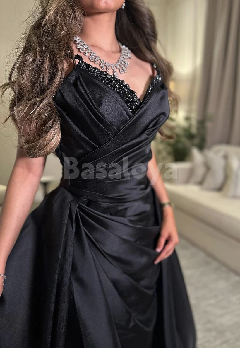ED0052 Elegant Beaded Pink Sweetheart Sheath Evening Gown with Overskirt