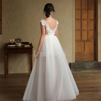 WD0048 Luxury 3D Pearls Floral Off-Shoulder Bodycon Bridal Gown with Overskirt