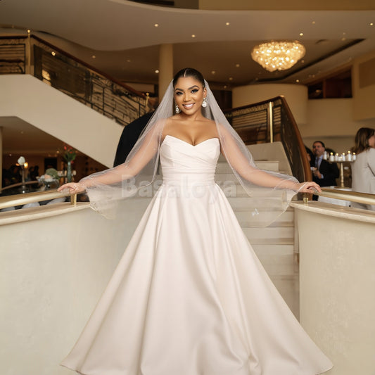 WD0003 Elegant Sweetheart A-Line Bridal Gown with Train Wedding Dress