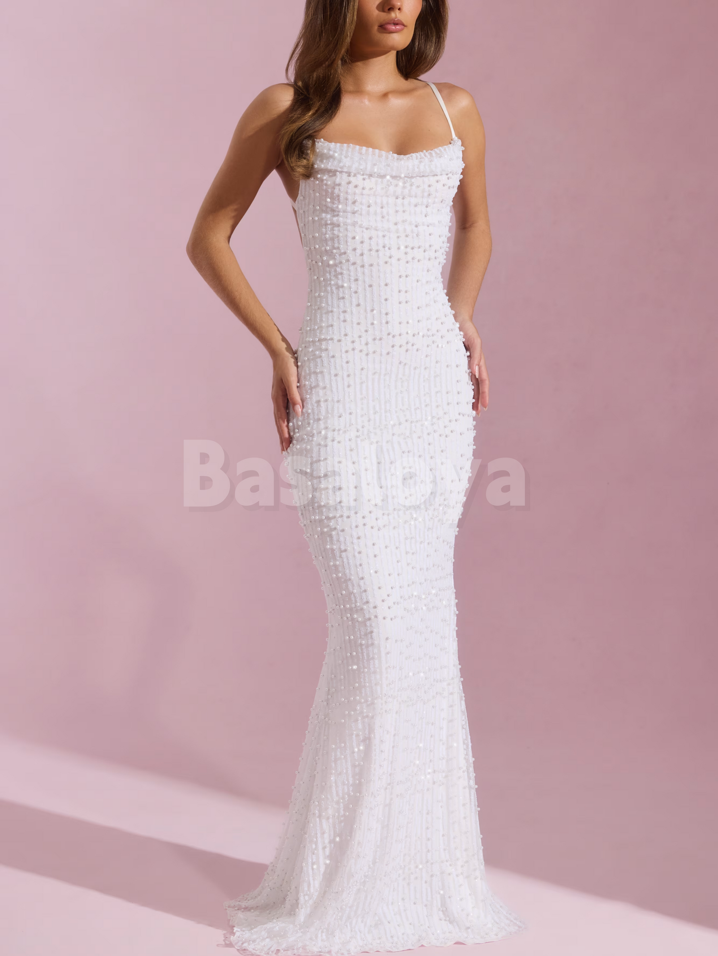 SP0300 Luxury Aqua Blue Spaghetti Straps Sheath Maxi Dress Prom Dress