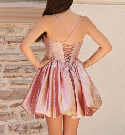 HM0054 Cute Pink Sweetheart A-Line Bubble Mini Homecoming Dress
