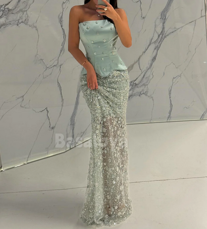 SP0282 Luxury 3D Beaded Floral Lilac Sleeveless Sheath Long Prom Dress