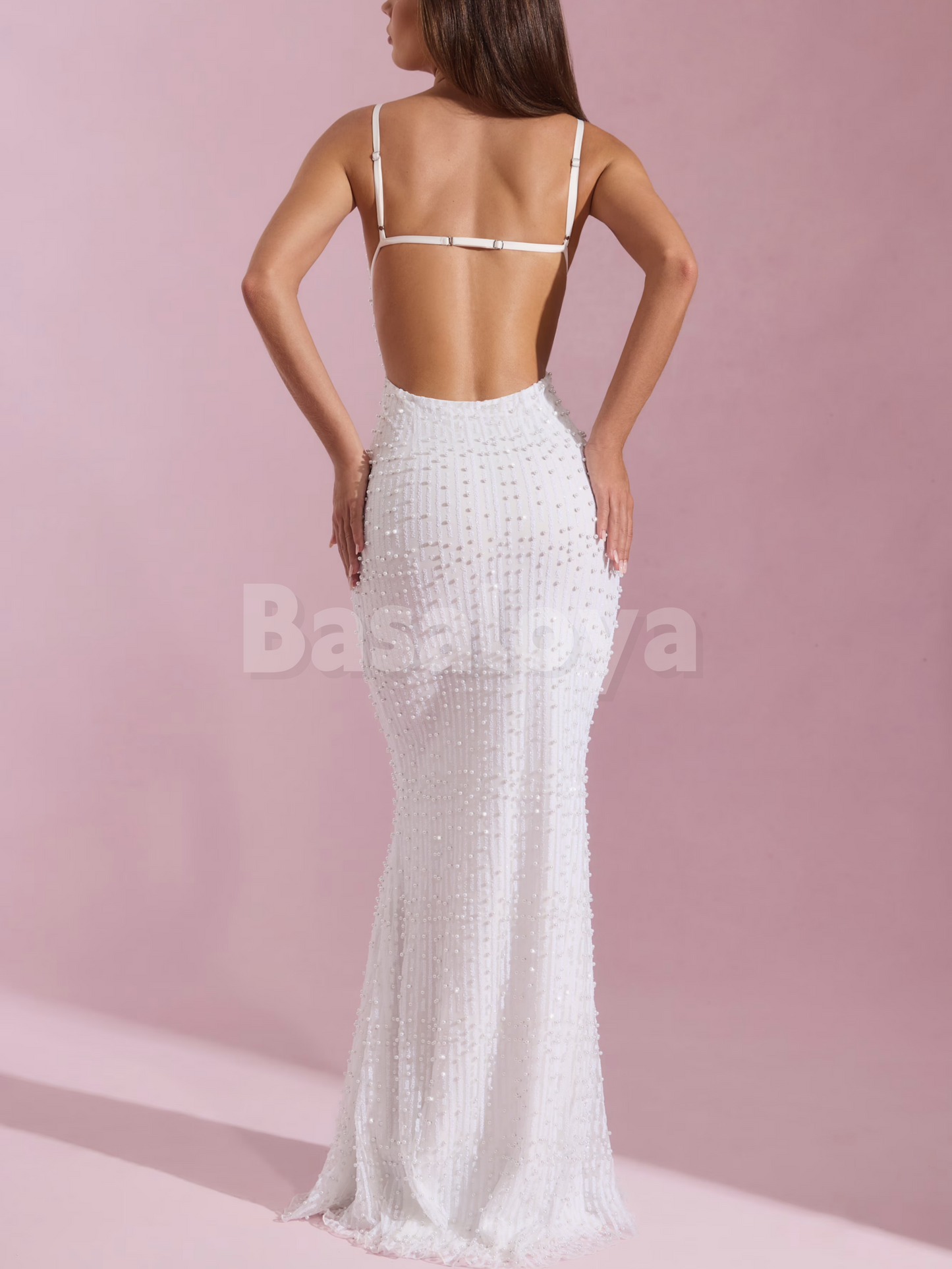 SP0300 Luxury Aqua Blue Spaghetti Straps Sheath Maxi Dress Prom Dress