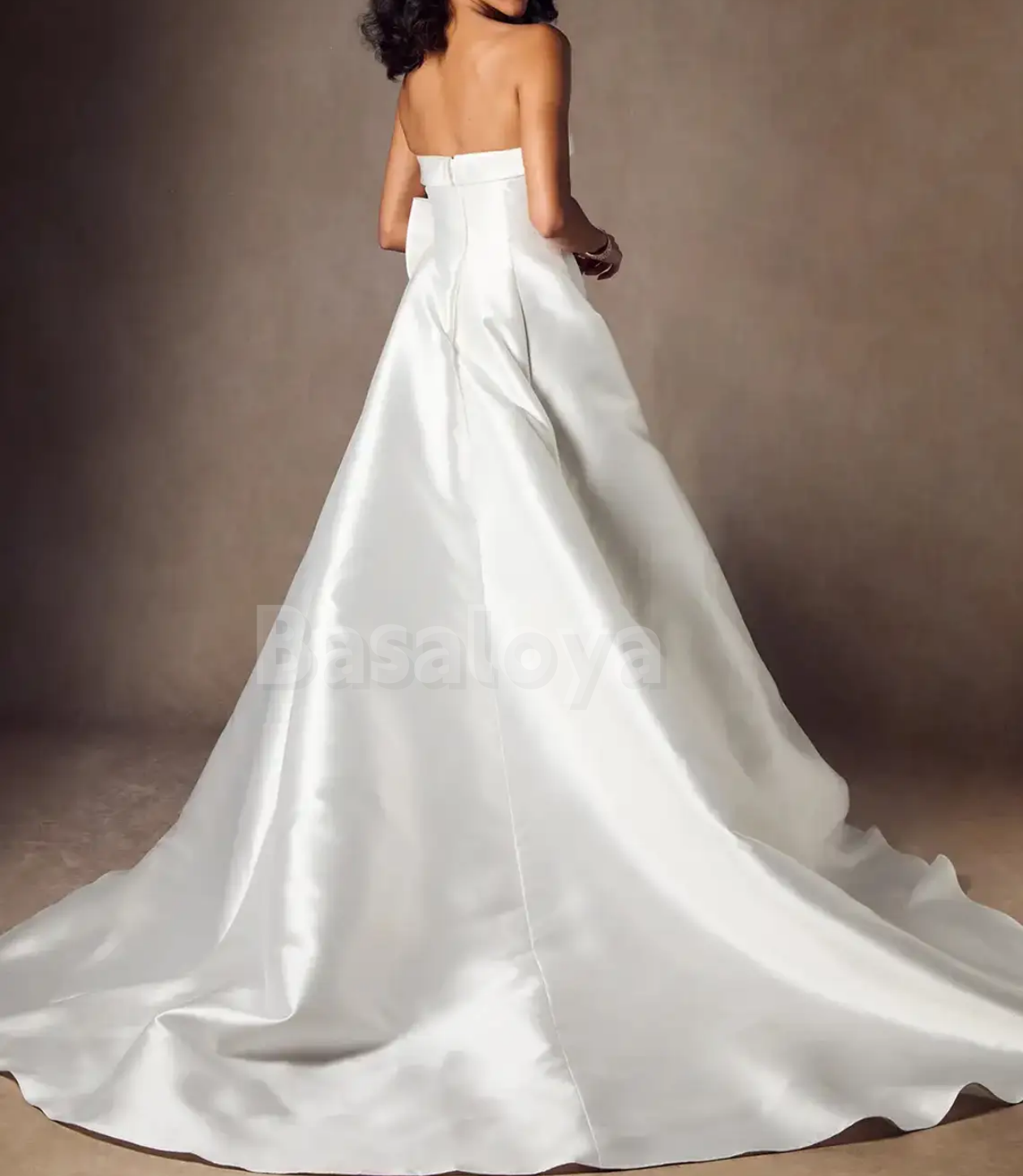 WD0104 Elegant Tube Top A-Line Bow Wedding Dress Bridal Gown with Train