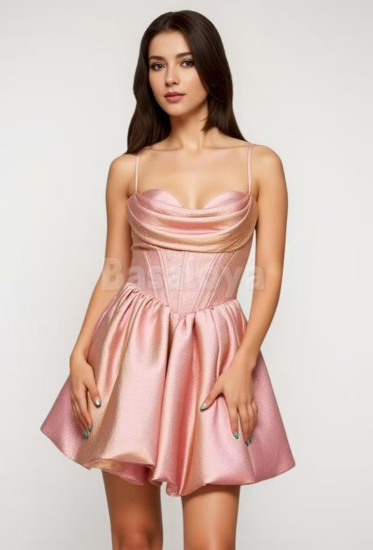HM0054 Cute Pink Sweetheart A-Line Bubble Mini Homecoming Dress