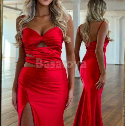 SP0325 Elegant Royal Blue Sweetheart Bodycon Prom Dress with Slit Party Gown