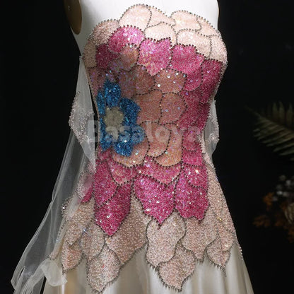 ED0034 Elegant Beaded Champagne Strapless A-Line Evening Dress